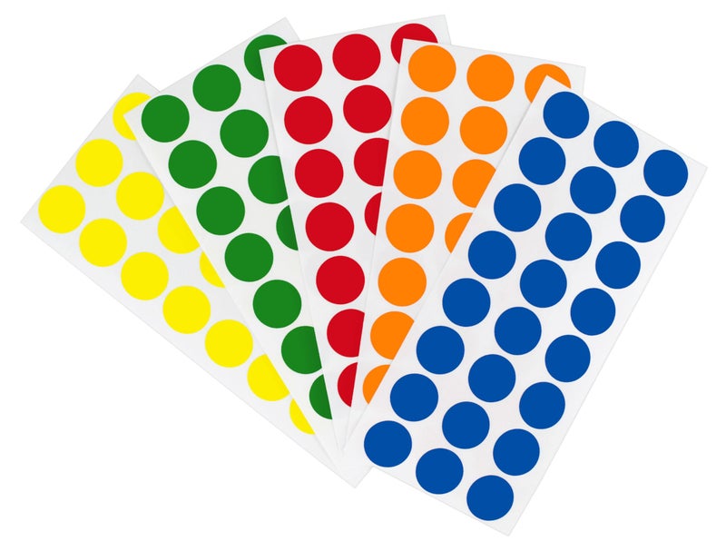 ChromaLabel 1/2 Inch Circle Sticker Labels, Easy to Write On Round Label Stickers, Removable Sticky Dots - 1200 Color Coding Labels per Pack, 5 Assorted Standard Colors - Image 1